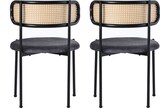 thumbnail of Esszimmerstuhl 2er Set 75x40x45 cm mit Rattan Rückenlehne Samtbezug Metallbeine ergonomisch gepolstert Grau