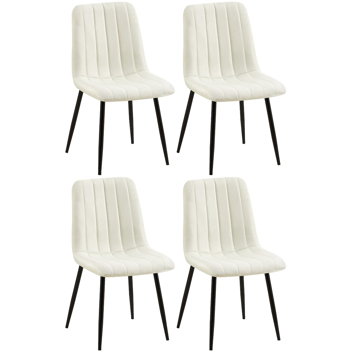 Set van 4 Dijon Eetkamerstoelen creme/Stof