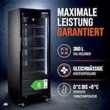 thumbnail of GastroHero Getränkekühlschrank GKSE360 360 Liter Umluftkühlung Glastür LED abschließbar 5 Roste schwarz Gastro Kühlschrank