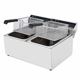 thumbnail of Freidora eléctrica profesional de acero inoxidable, 2x 17 litros, 230 V, 10kW, 60-190°C, control mecánico, panel de control extraíble, 11034 Vaiotec