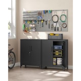 thumbnail of Aktenschrank aus Stahl 90 x 80 x 40 cm, Mehrzweckschrank, Büroschrank mit 2 Türen, aus Pulverbeschichteter Stahl, verstellbare Ablagen, schwarz