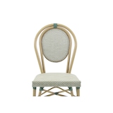 thumbnail of METRO PROFESSIONAL Chaise bistrot de terrasse PASSY, aluminium/dossier textile, aspect bamboo, vert/beige