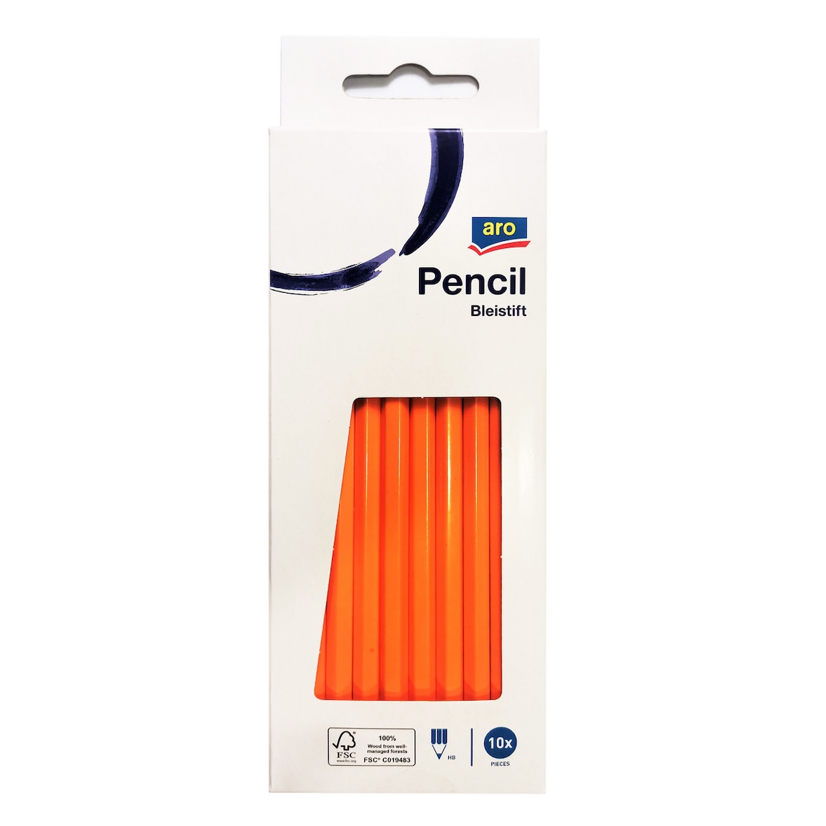 aro Potlood, 2 mm HB stift, hout, oranje, 10 stuks