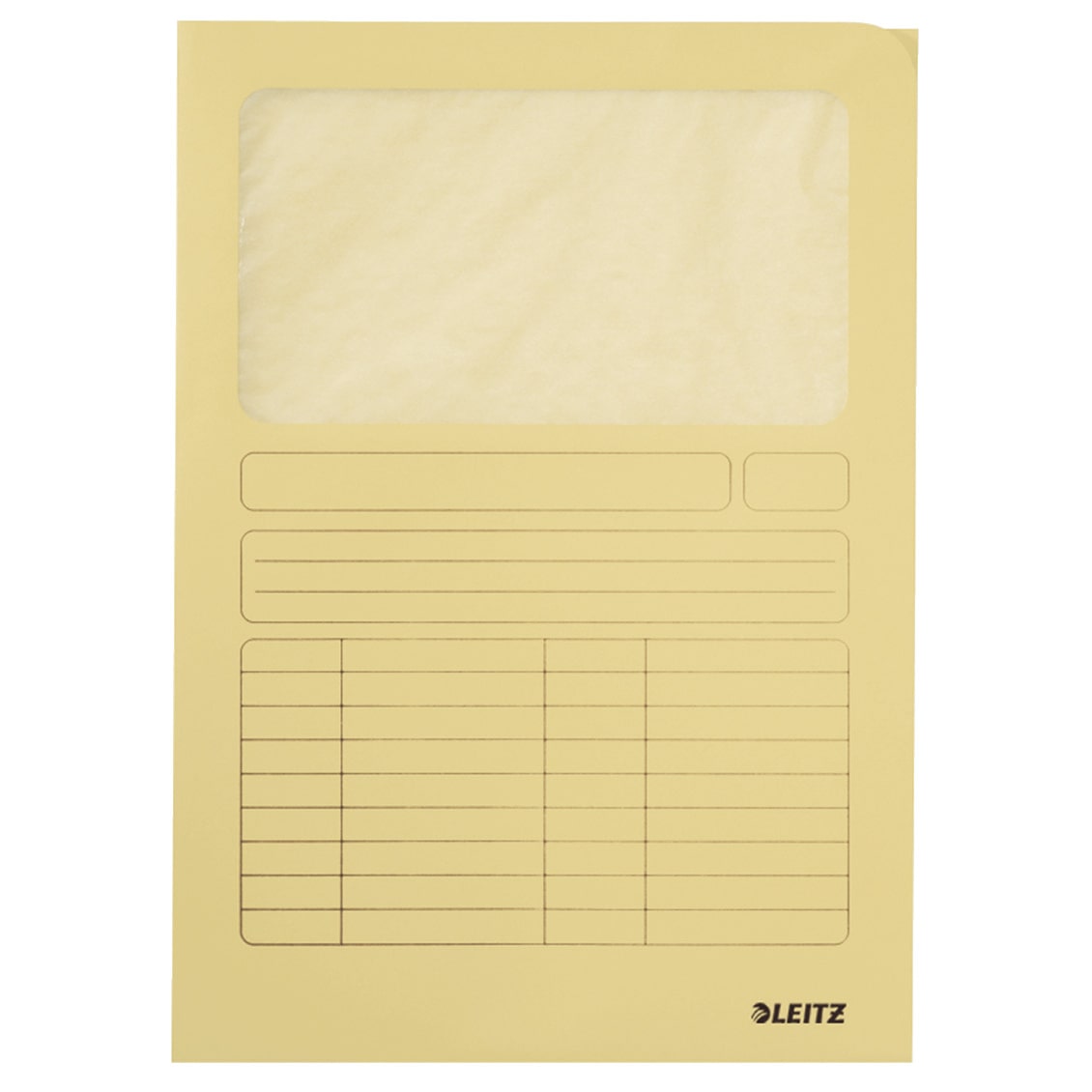 Dossier com janela Leitz. Cartão. Abertura direita e superior. DIN A4, amarelo