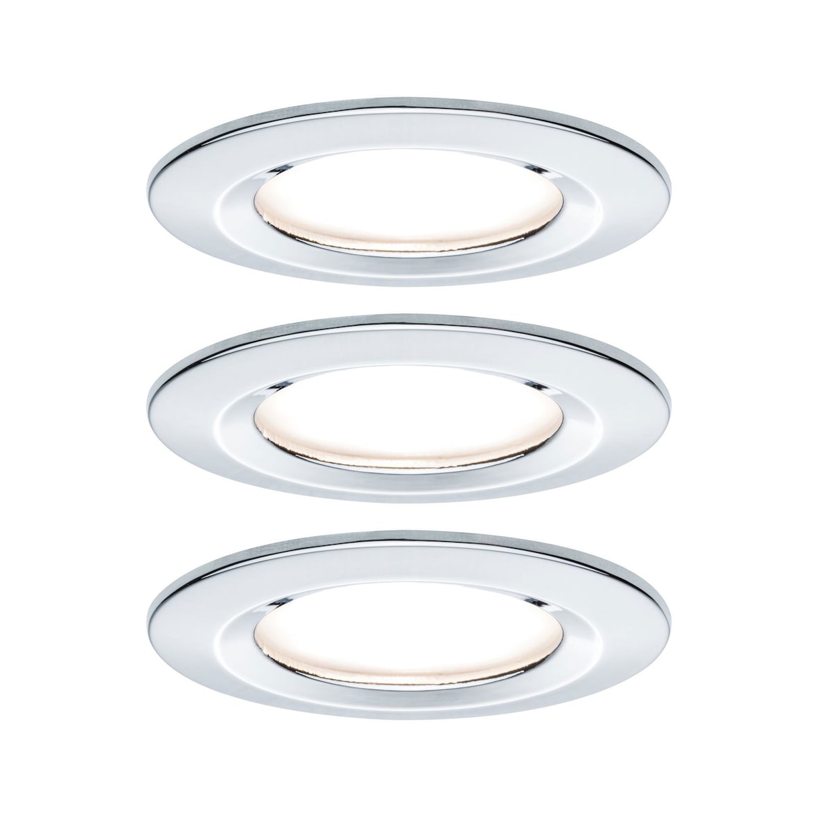 Paulmann LED Einbauleuchte 3-Step-Dim Nova Basisset starr IP44 rund 78mm  GU10 3x6,5W 3x460lm 230V dimmbar 2700K Chrom 93481