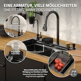 thumbnail of ML-Design Spülbecken Edelstahl 68 × 46 cm Anthrazit – Moderne Einbauspüle mit Wasserfall-Design, ausziehbarem Wasserhahn & Zubehör, rechteckig