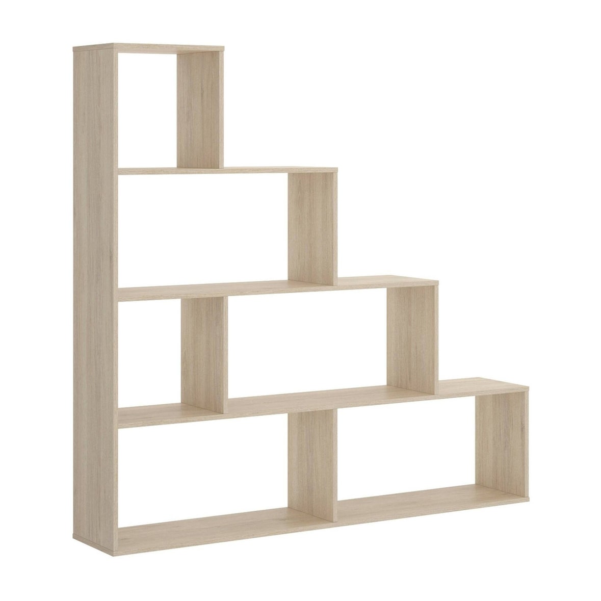 Dmora Bücherregal Orsaro, Mehrzweck-Büroregal, Bücherregal mit 6 Regalen, 145 x 29 x 145 cm, Eiche