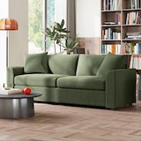 thumbnail of HOMCOM sofá de 3 plazas sofá de salón 212x80x88 cm tapizado en pana con 2 almohadas reposabrazos y cojín de muelles diseño moderno verde