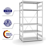 thumbnail of PROREGAL Fachbodenregal Stecksystem | Grundregal | HxBxT 250x130x80cm | 6 Ebenen | Fachlast 240 kg | Einseitig nutzbar | Lichtgrau