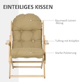 thumbnail of Relaxsessel klappbar Braun 103x95x71 cm mit 3-fach verstellbarer Rückenlehne, abnehmbarem Sitzkissen, Buchenholzgestell