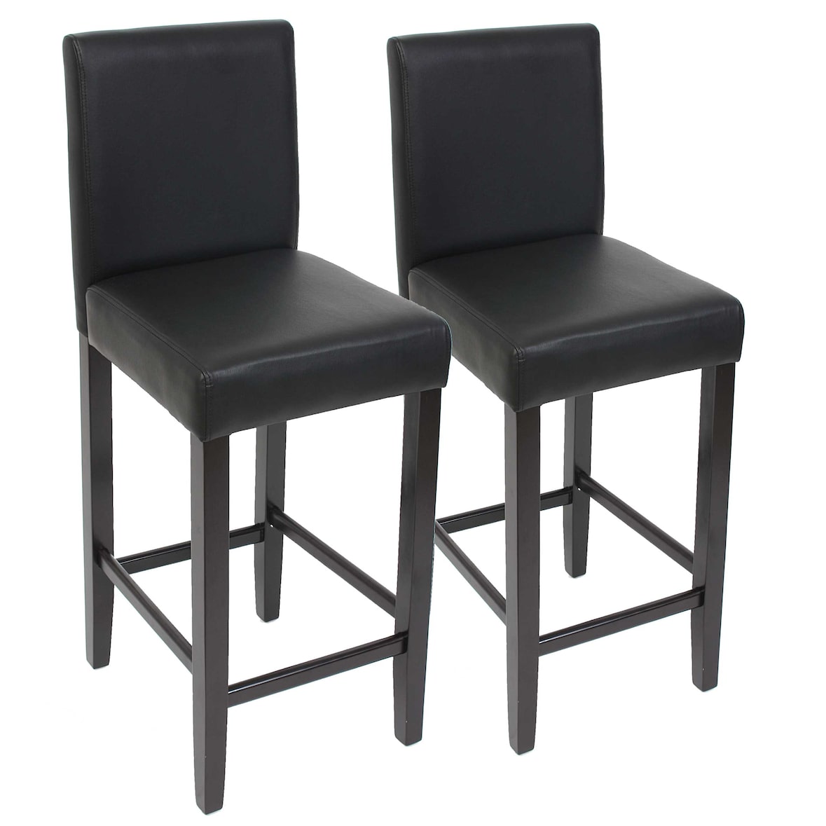 Lote de 2 taburetes de bar Silla de bar M37 imitación cuero ~ negro, pies oscuros