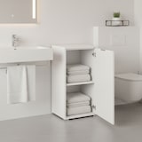 thumbnail of Mobiletto bianco salvaspazio 45×85×38 cm con anta e ripiano regolabile, già assemblato per bagno, lavanderia o ingresso.