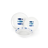 thumbnail of Excelsa service 18 assiettes Ocean porcelain blanc et bleu