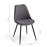 thumbnail of Set de 4 sillas tapizadas en tela, carcasa de polipropileno y patas de metal, diseño elegante para cocina, comedor, bares,restaurantes – SORAYA – Gris