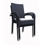 thumbnail of METRO PROFESSIONAL Cadeira de exterior empilhável Mohim,com braços e almofada, rattan PE, preto