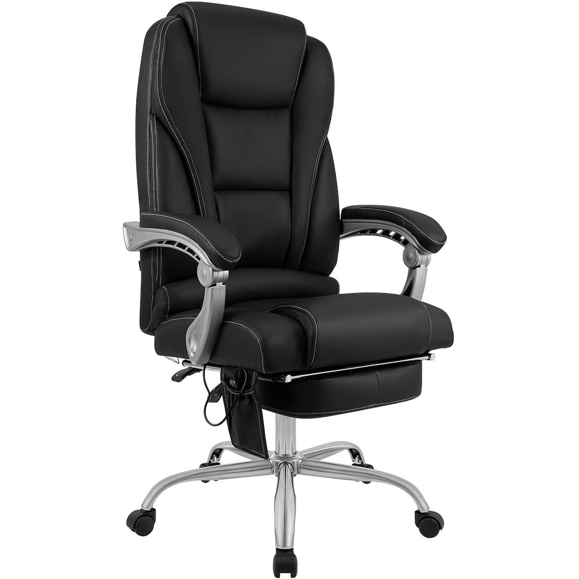 CLP Bureaustoel Pacific met massagefunctie Echt leer HBT: 118x69x64 cm zwart
