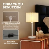 thumbnail of Tischlampe mit Wellen-Lampenschirm E27 Weiß 25x25x49 cm mit Knopfschalter am 1,5 m Kabel, Retro Look, sanftes Licht für Wohn und Schlafbereich