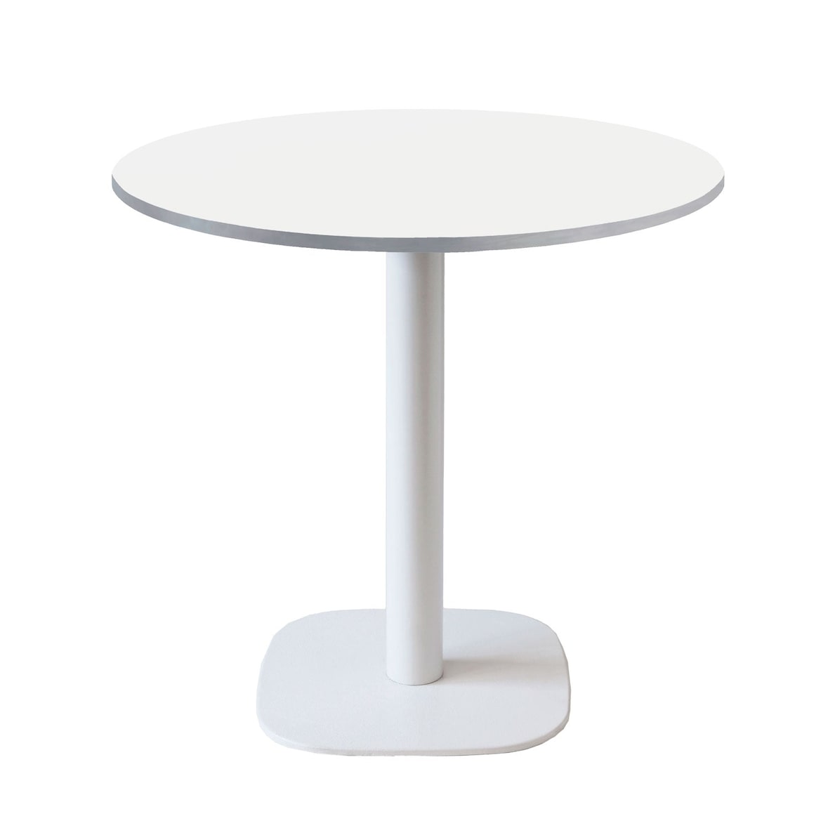 Restootab - Tafel Ø70cm - model Round witte voet inox randen