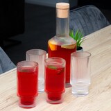 thumbnail of Intirilife Glaskaraffen Set Karaffe mit Korken und 4 Gläsern mit goldenen Rand - Karaffe 1.7 Liter  - Gläser 260 ml - Kristall Krug Karaffe Trink Glas