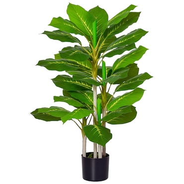 Árbol Artificial 95 cm con 33 Hojas Realistas en Maceta de Cemento Planta Falsa Perenne Interior para Decoración en Salón Oficina