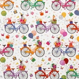 thumbnail of Geschenkpapier Fahrrad 70cm x 2m Rolle Geschenkpapierrolle mit Katze Hund im Korb Motiv Geschenk Papier Geburtstag Mädchen Farbiges Packpapier Bunt