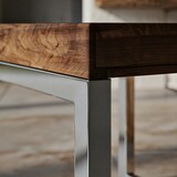 thumbnail of Beistelltisch GUNA Massiv-Holz Sheesham Wohnzimmer-Tisch Metallgestell Couchtisch Landhaus-Stil dunkelbraun