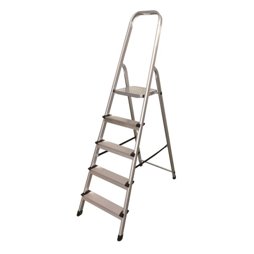 Alu Stufenstehleiter Haushaltsleiter Klappleiter Trittleiter 5 stufig klappbar