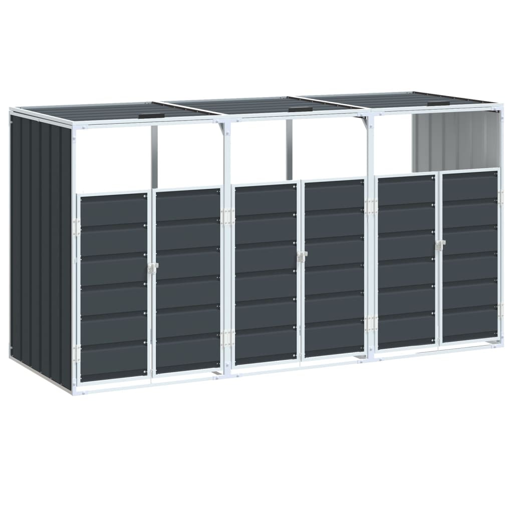 vidaXL Containerberging voor 3 containers 216x81x115cm staal antraciet