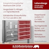 thumbnail of AL Briefkastensysteme 12 Fächer Premium Edelstahl Stand Briefkasten Anlage mit Klingeln, Post A4, modern, robust, wetterfest, Artikelnummer 132V12S2KS