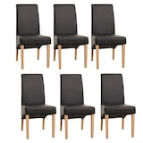 thumbnail of Conjunto de 6 cadeiras de sala de jantar Cadeira de cozinha Cadeira M37 ~ imitação de pele mate, preto, pés de cor clara