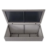 thumbnail of Poly-Rattan Kissenbox HWC-D88, Gartentruhe Auflagenbox Truhe ~ Basic grau, 63x135x52cm 320l