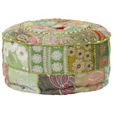 thumbnail of vidaXL Patchwork Sitzpouf Rund Baumwolle Handgefertigt 40x20 cm Grün