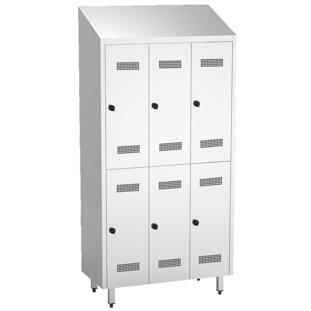 Cacifo em aço inoxidável 6 portas 3 corpos - 985x480x2010 mm - 10404180 Eurast