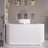 thumbnail of Empfangstresen mit Stauraum, vertikal gestreift, kleine Theke für Kosmetikstudios, Shops und Empfangshallen Weiß 200×60×100cm【B Tiaowen 200】