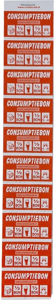 CombiCraft Halve consumptiebon op strip rood (50x28 mm) - per 5000 ...