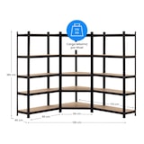 thumbnail of Pack 2 Estantes Modulares e 1 Prateleira de Canto com 5 Prateleiras Ajustáveis ​​Pretas Thinia Home