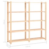 thumbnail of Helloshop26 - 5-stöckiges Lagerregal 5-teilig 170 x 38 x 170 cm Kiefernholz 500 kg Beige 02_0045733