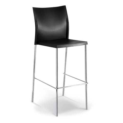 PACK 4pcs. Banco alto T67,01 de Ferro, assento cor polipropileno preto (empilhável).