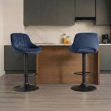 thumbnail of CHEFGASTRO Barhocker NIAGARA Samt Schwarz HxBxT 85x47x48cm Samt Blau Barstuhl