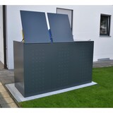 thumbnail of Mülltonnenbox BOXXI mit Kippdeckel 3x120L, Stahl in RAL-7016, Mülltonnenhaus, Mülltonnenverkleidung