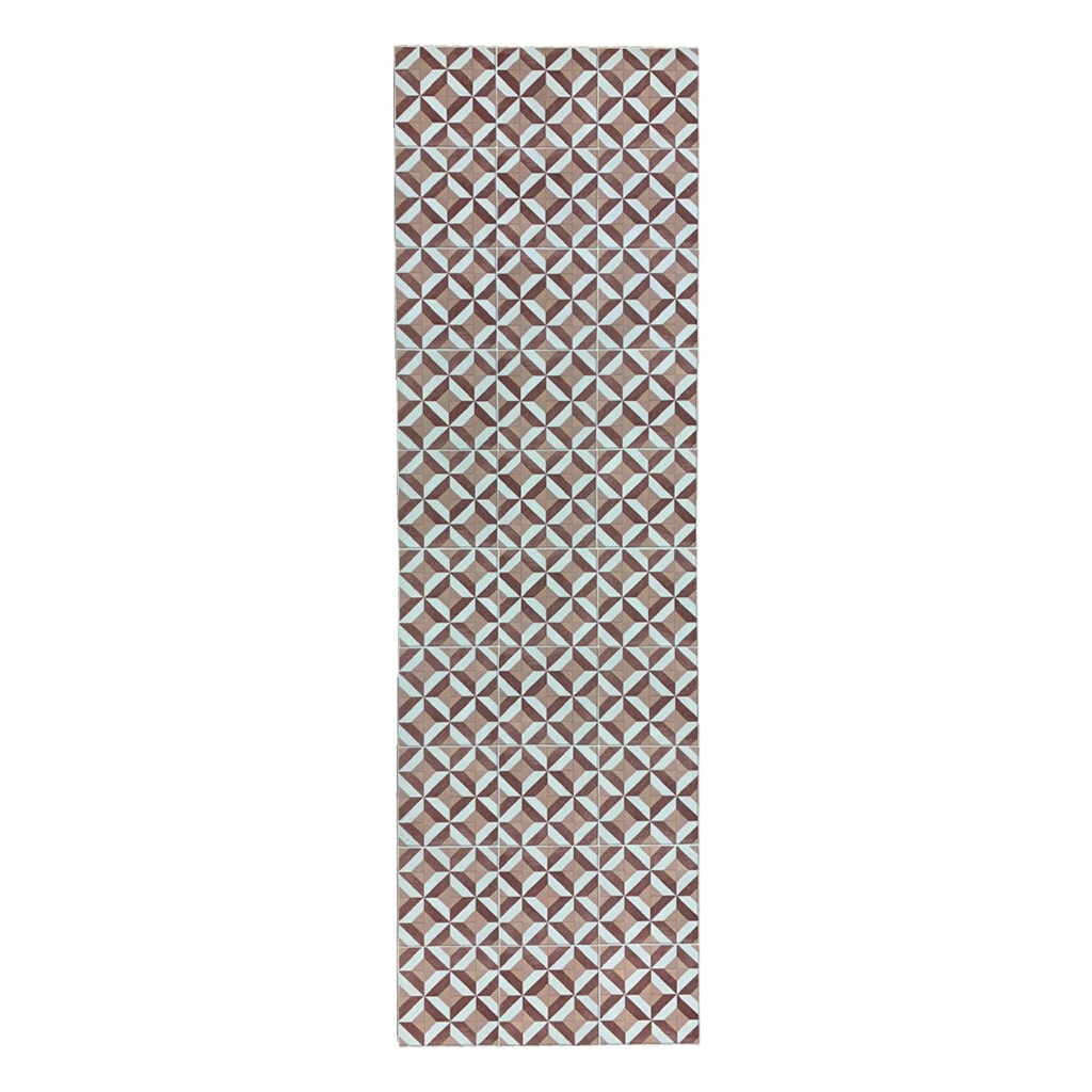 Alfombra Vinilo Hidráulica Tobos 01, de rombos color salmón, para pasillo, salón, cocina, dormitorios, 60x40