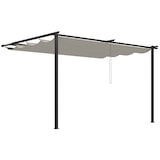 thumbnail of Outsunny pérgola de pared de jardín 4x3 m gazebo exterior cenador con techo retráctil tela de poliéster y marco de acero para patio terraza balcón
