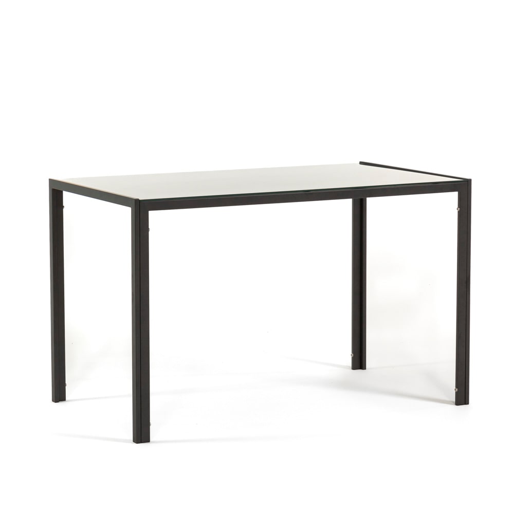 Table d’intérieur 120x70 cm avec plateau en verre trempé,design moderne et épuré,idéale pour cuisine,salle à manger ou bureau-Gris-Ettore