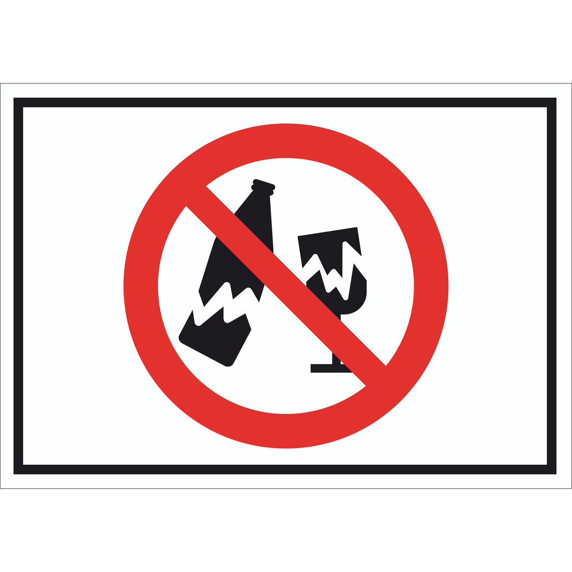 Schild Glas verboten Symbol A3 Rückseite selbstklebend
