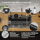 thumbnail of ML-Design Spülbecken Edelstahl 68 × 46 cm Anthrazit – Moderne Einbauspüle mit Wasserfall-Design, ausziehbarem Wasserhahn & Zubehör, rechteckig
