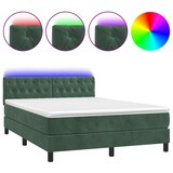 thumbnail of vidaXL Boxspringbett mit Matratze & LED Dunkelgrün 140x190 cm Samt
