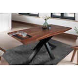 thumbnail of Esstisch Baumkante massiv Akazie Nussbaum 220 x 100 Spider-Gestell schwarz TIM