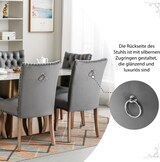 thumbnail of Esszimmerstuhl Samt Grau 6er Set 95x63x49 cm mit Türklopfer Chromring und Kupfernägeln Massivholzbeine, modernes Polsterdesign