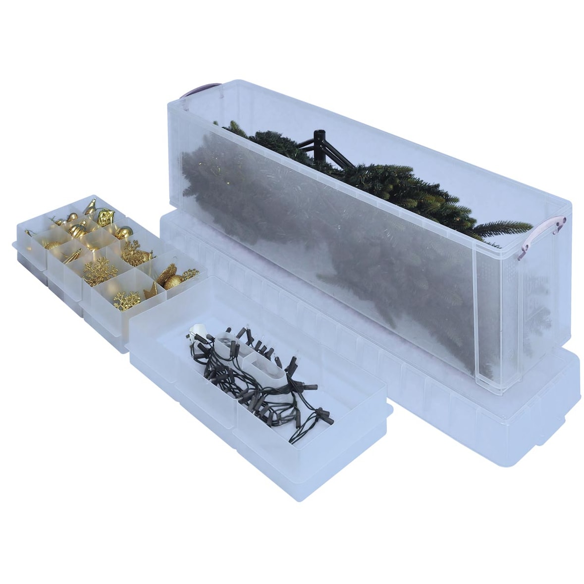 Really Useful Box opbergdoos 77 liter met 2 dividers, transparant, Pak van 6