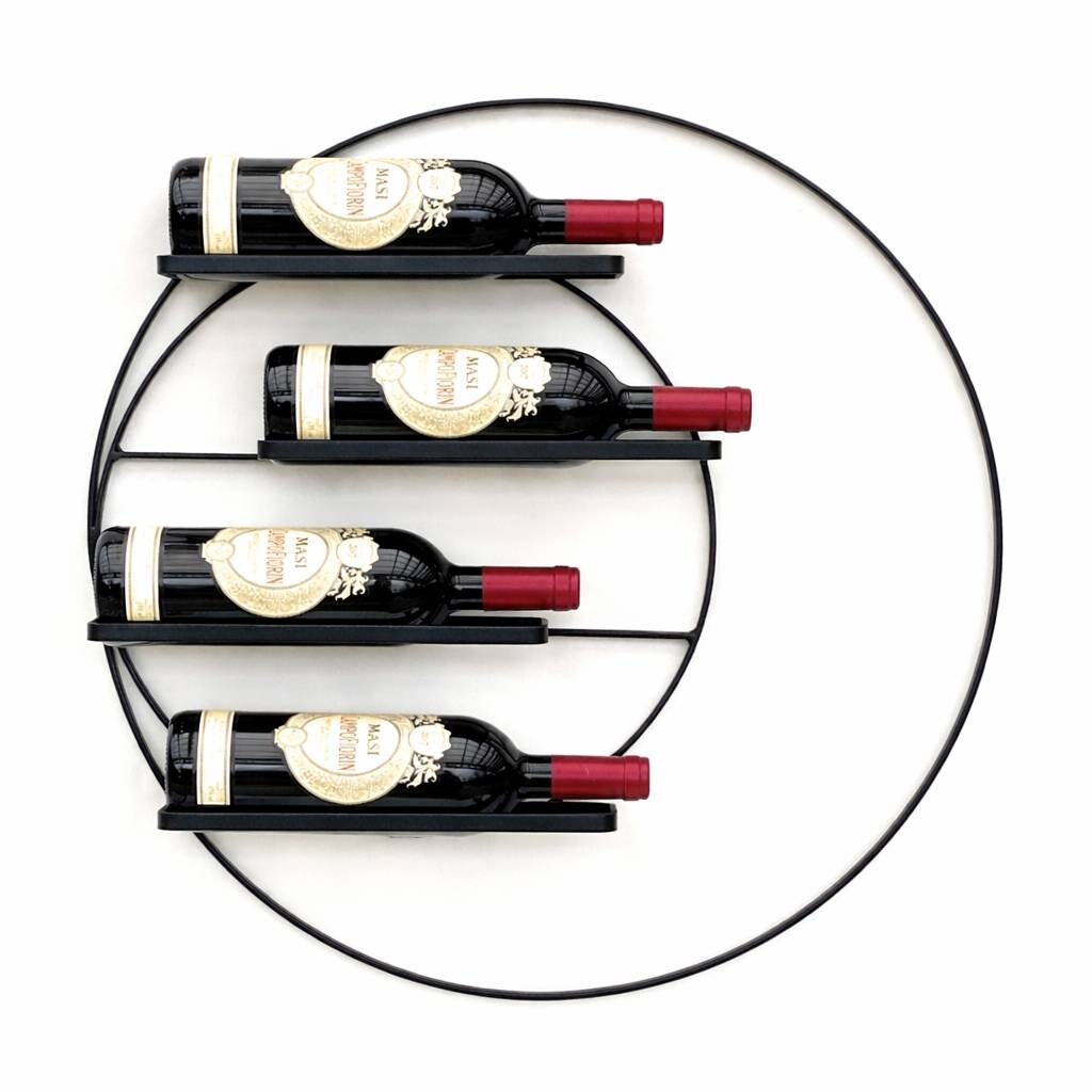 DanDiBo Weinregal Wand Metall 55 cm Schwarz Largo Rund Hängend Flaschenregal 96213 Flaschenhalter Wandmontage Wine Rack Weinständer